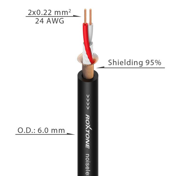 ROXTONE MC002L microphone cable Balanced لفة سلك لاقط من روكس تون بطول 80متر جودة عالية مناسب  لجميع الأستخدامات لنقل اشارة الصوت 