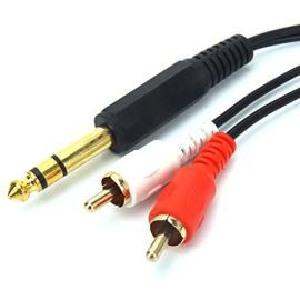 Cable Audio 6.35 mm stereo jack male > 2 x RCA male  سلك توصيل صوت ستيريو 2 ارسي اي إلى ستيريو جك مسمار 6.5 بطول 1.5متر
