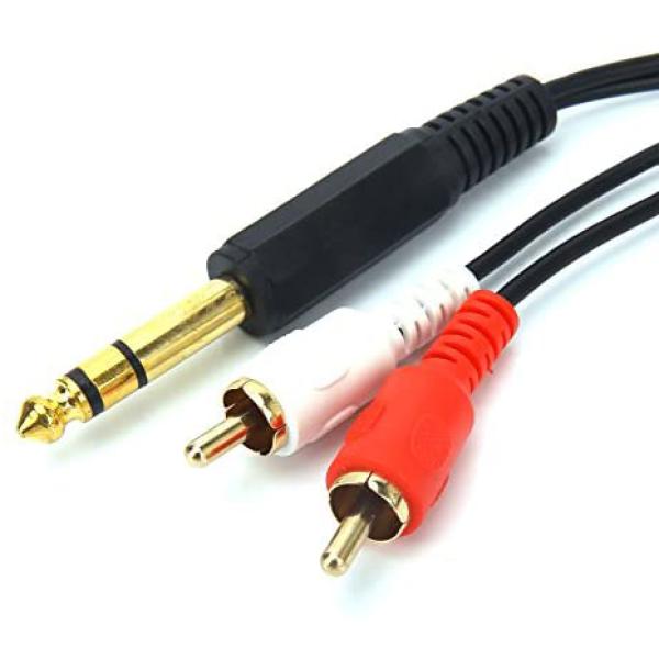 Cable Audio 6.35 mm stereo jack male > 2 x RCA male  سلك توصيل صوت ستيريو 2 ارسي اي إلى ستيريو جك مسمار 6.5 بطول 1.5متر