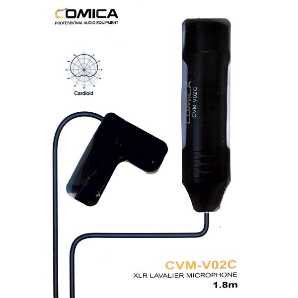 COMICA CVM-V02C XLR lavalier microphone-support 48V phantom power supply لاقط جيب حساس سلكي كوندينسر من كوميكا  مع سلك اكس ال ار بطول 1.8م جودة عالية  مناسب للتسجيل المحاظرات والدوس واللقائات التلفزيونية وغيرها 