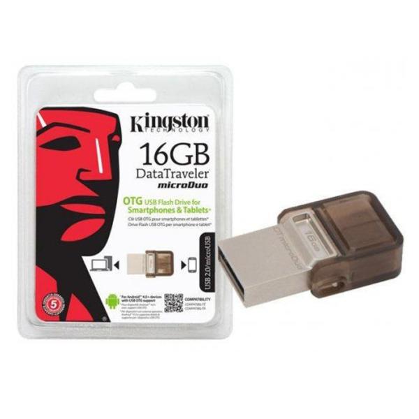 KINGSTON 16GB DATA TRAVELER MICRO DUO USB 2.0 MICRO USB OTG فلاشك كنقسشون 16جيجا مناسب لتوصيل جوالات الأندرويد ونقل البيانات بينها والكمبيوتر 