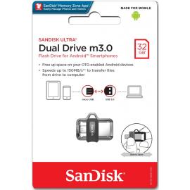 SANDISK 32GB ULTRA DUAL DRIVE M3.0 FLASH DRIVE فلاش ساندسك 32جيجا يو اس بي مناسب لنقل الملفات من اجهزة الاندرويد إلى الكمبيوتر والعكس
